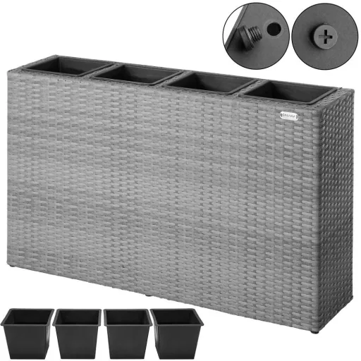 Polyrattan Pflanzgefäß grau 95x27x60cm