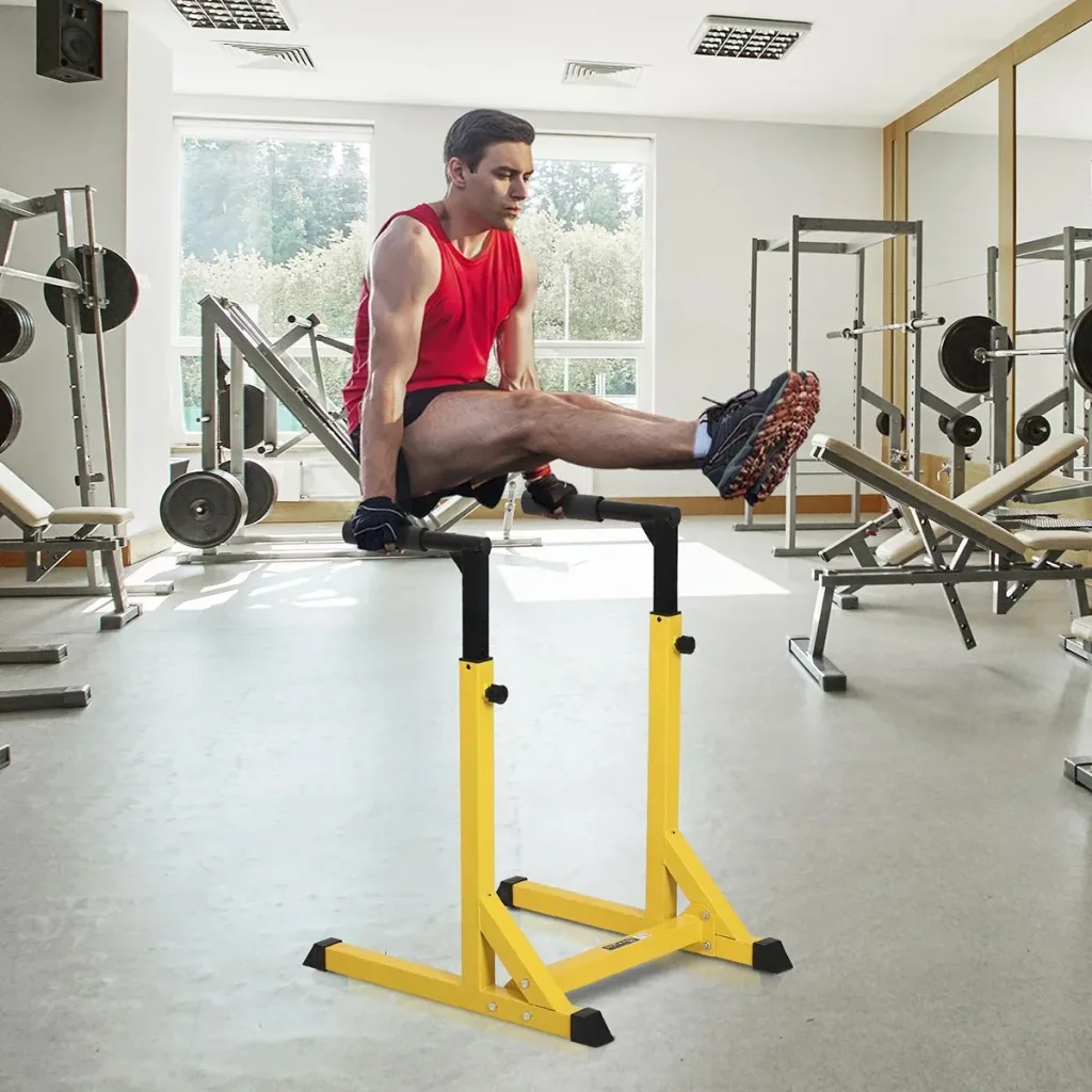 Dipstation Klimmzugstange Kraftstation mit Hantelbank Bauchtrainer klappbar Rückentrainer Stahl Max.100KG ideal für Hom