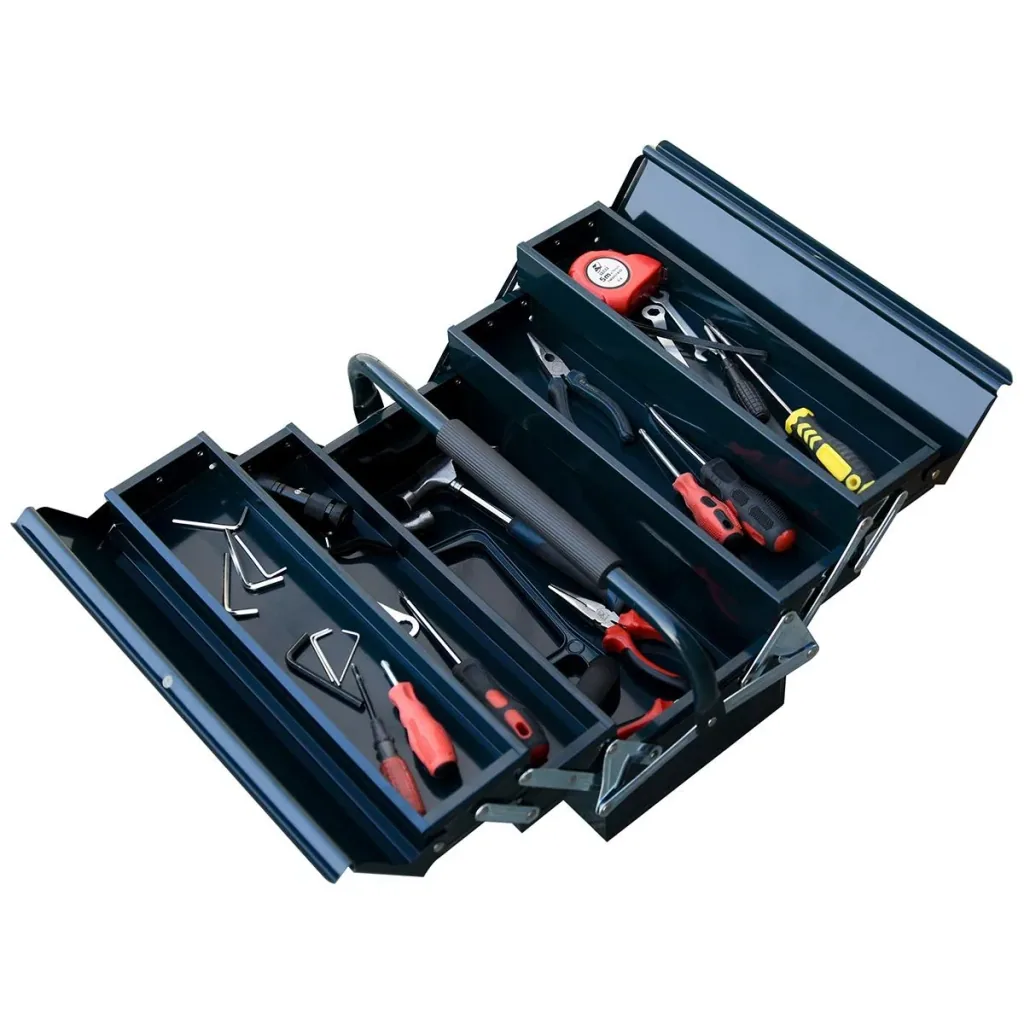 Werkzeugkasten Werkzeugkoffer Werkzeugkiste 5 Fächer aufklappbar Stahl (SPCC) Dunkelgrün 57 x 21 x 41 cm