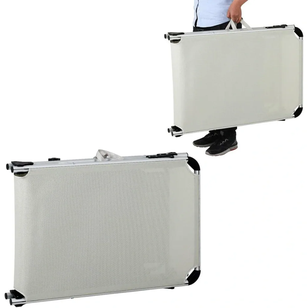 Liege 'Malta' mit Schiebedach Aluminiumcreme 210 x 61 x 35cm