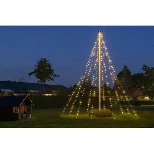 Fahnenmast SET of 2 - Beleuchtung - 400 LEDs - 8 Meter - Warmweißes Licht - wasserdicht