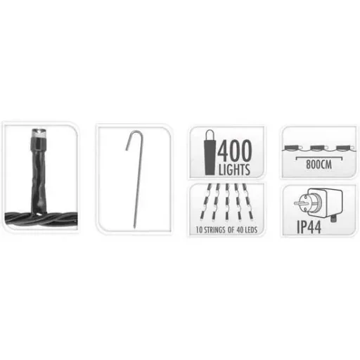 Fahnenmast SET of 2 - Beleuchtung - 400 LEDs - 8 Meter - Warmweißes Licht - wasserdicht