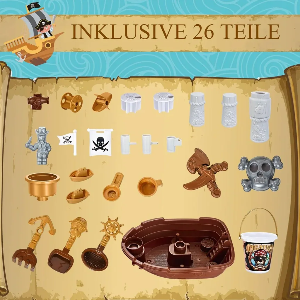 Kinder-Sandspielzeug Piratenthema bunt