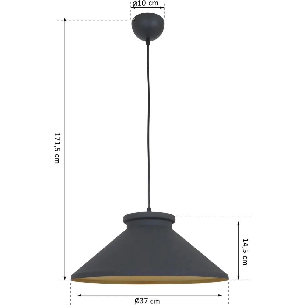 Hängeleuchte Deckenlampe Deckenstrahler Industrie Vintage E27 40W Metall schwarz ?37 x H14,5 cm (ohne Birne)