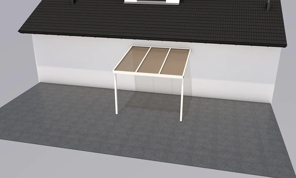 Terrassendach Premium, weiß, 3094 x 3060 mm - Acryl Stegplatten 16mm, bronze