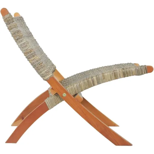 Relaxsessel aus natürlichem Kubu-Rattan und massivem Mahagoni