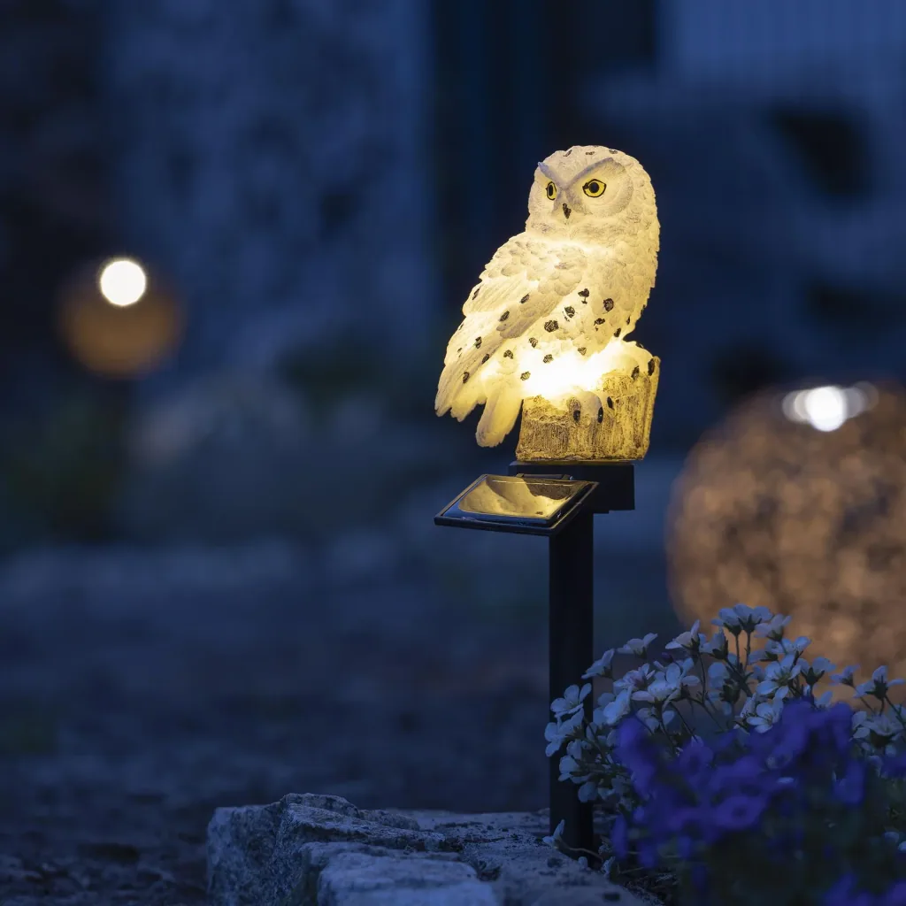LED Solar Schneeeule Gartenstecker