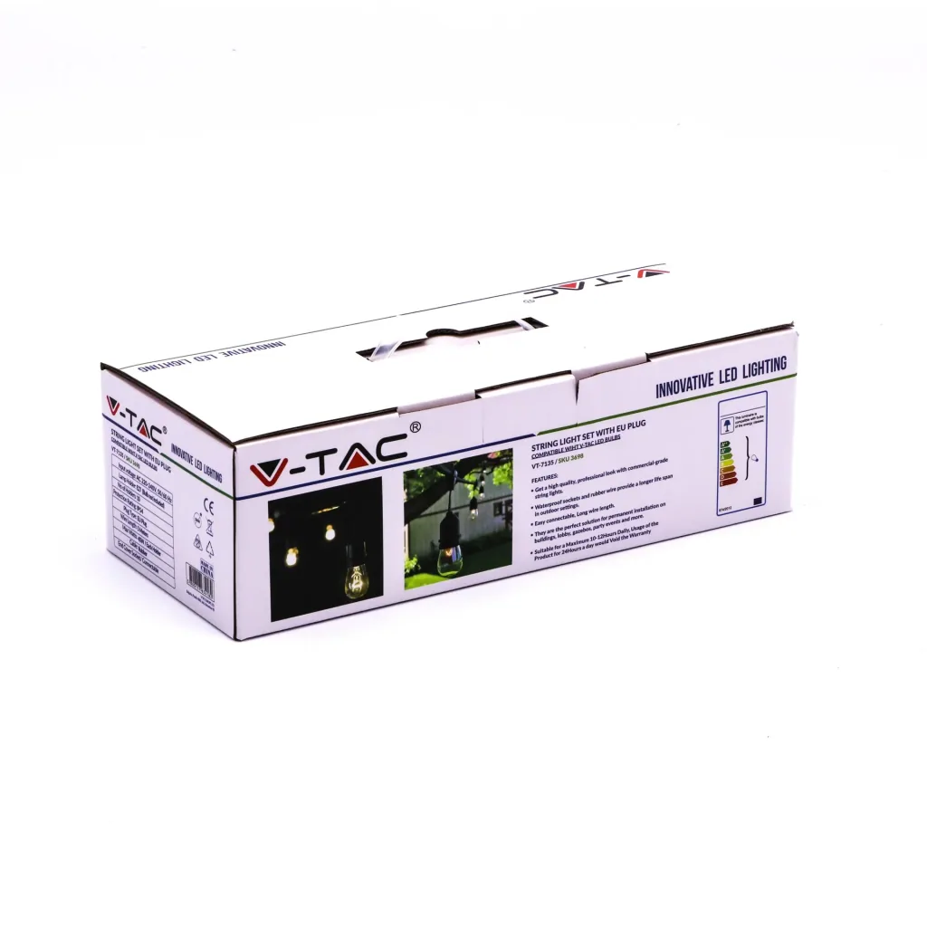 VT-7135 Lichtkabel - Wasserdicht - 10 E27-Armaturen - 5 Meter