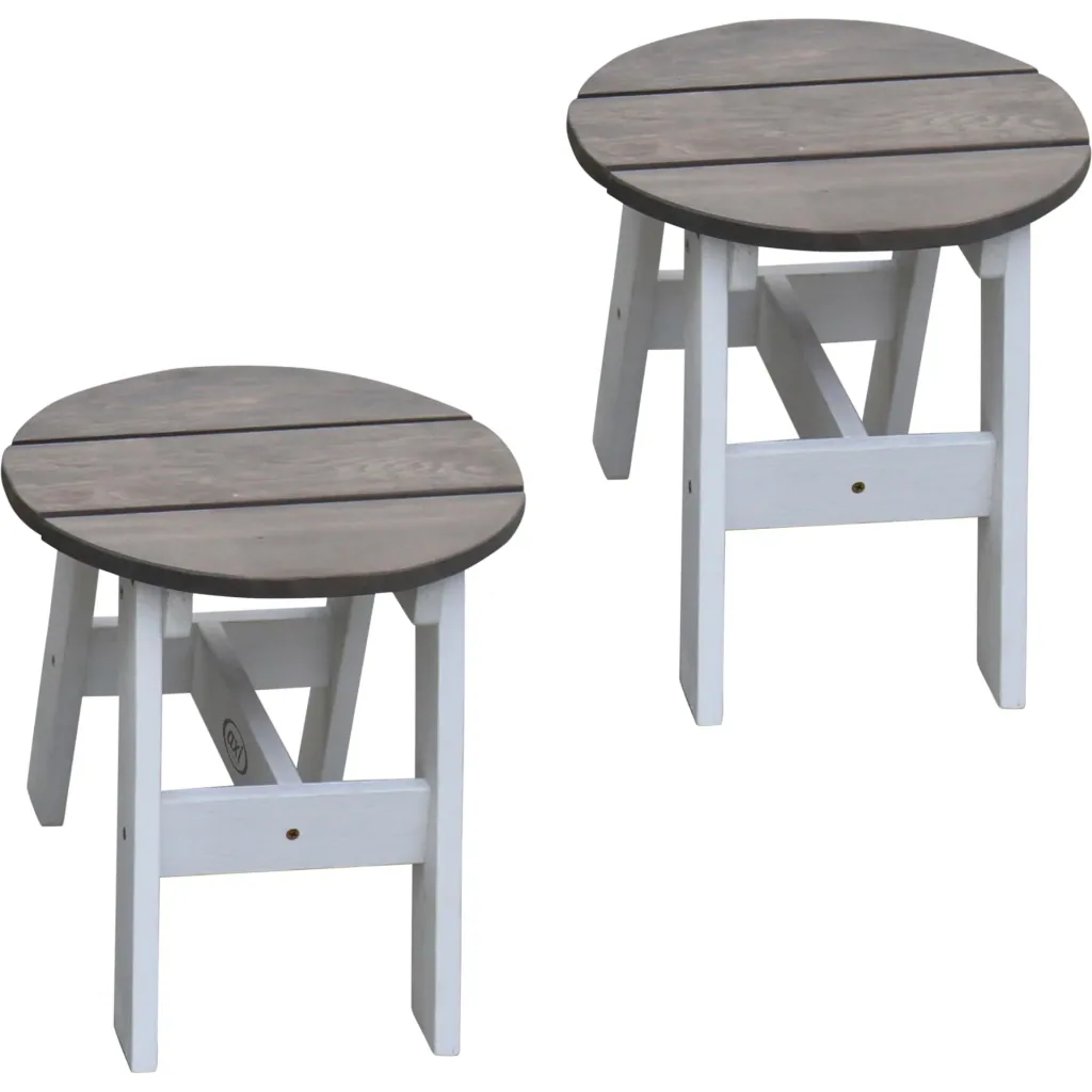 2-teiliges Picknick Hocker Set Rund Grau/weiß