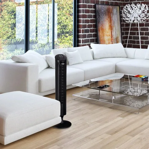 Turmventilator mit Fernbedienung, Turbofuncite & Aromabox schwarz