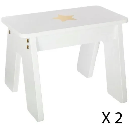 NL Kindertisch mit 2 Hockern - Weiß - 57x57x51 cm