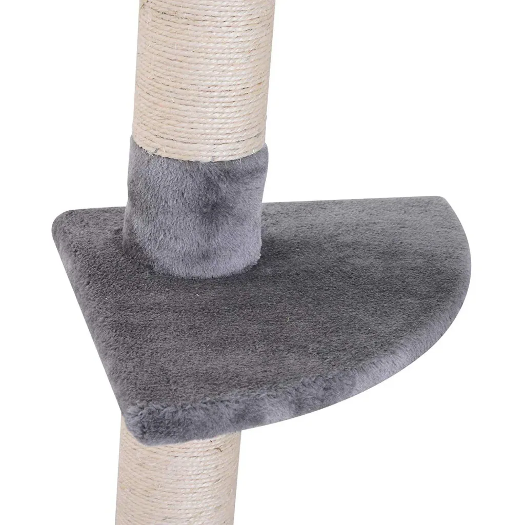 Kratzbaum Kletterbaum Spielbaum Katzenkratzturm deckenhoch höhenverstellbar Holz+Sisal+Plüsch Grau 40x30x(230 260) cm