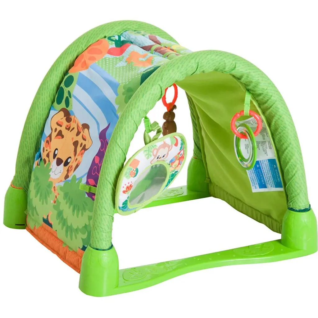 Kinderteppich Tiere Krabbeldecke 2 Spielbögen Grün+Orange