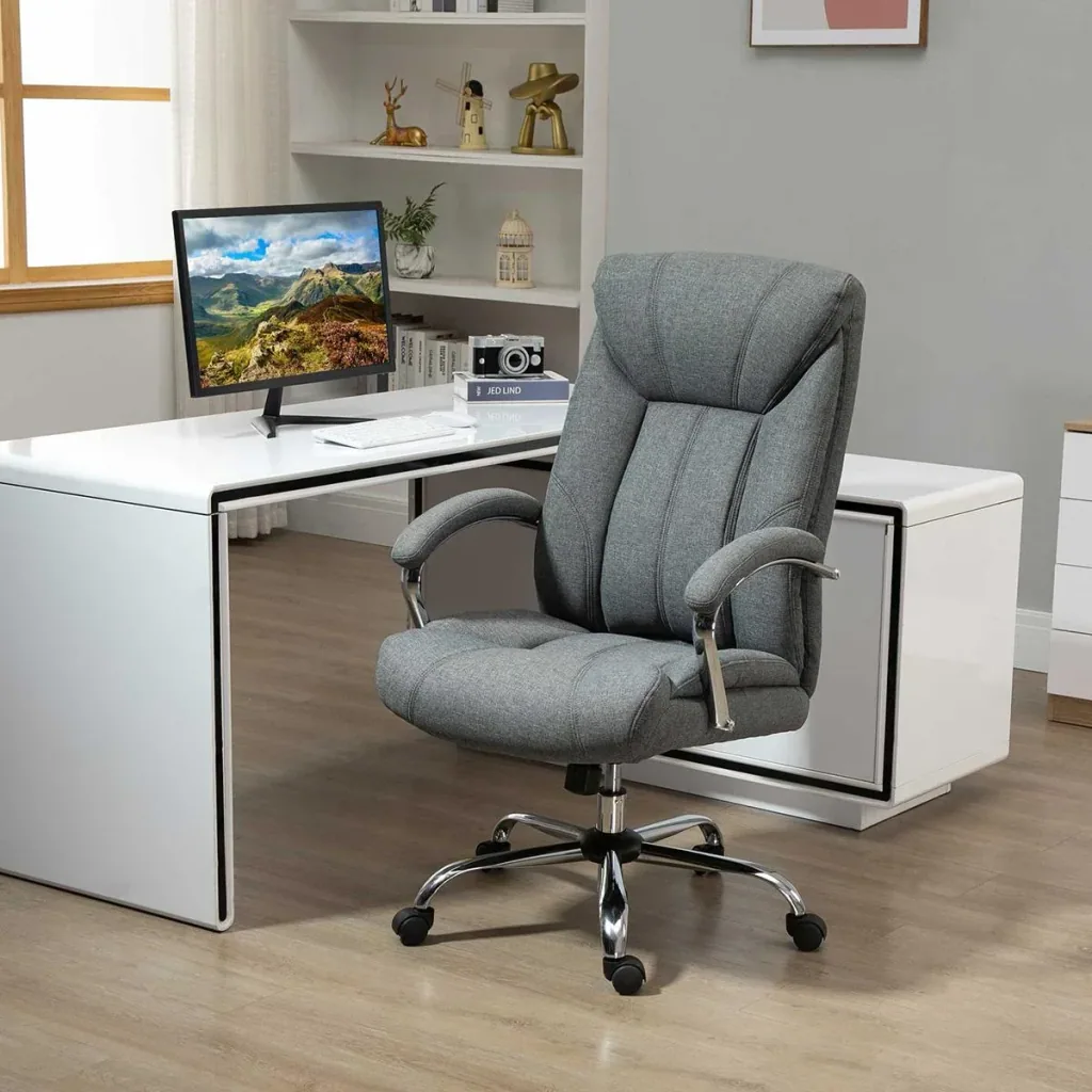 Bürostuhl mit Wippfunktion höhenverstellbarer Schreibtischstuhl Drehstuhl mit Rückenlehne Nylon Grau 65 x 78 x 110-120 c