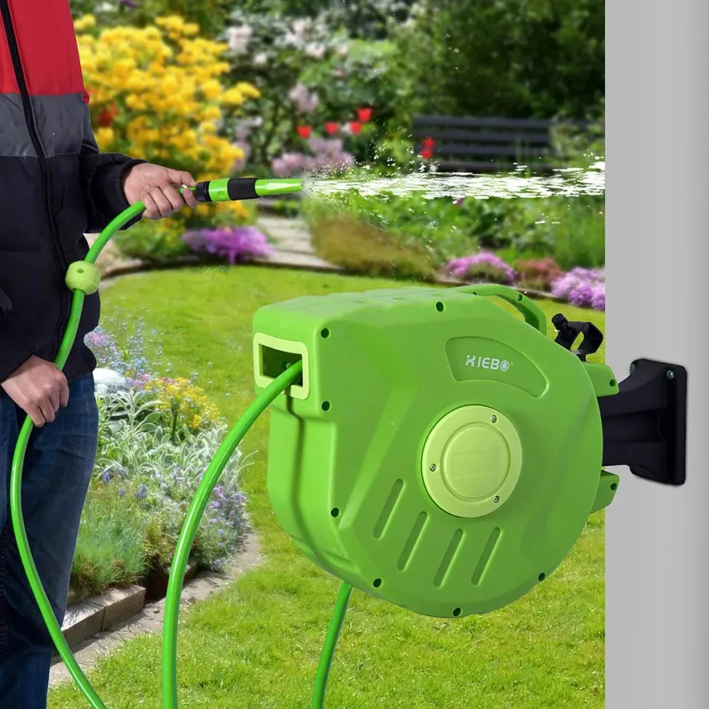 Schlauchtrommel 20+2m Schlauchaufroller Automatik schwenkbar Druckluft Garten 180° schenkbar Druckluftschlauch Grün