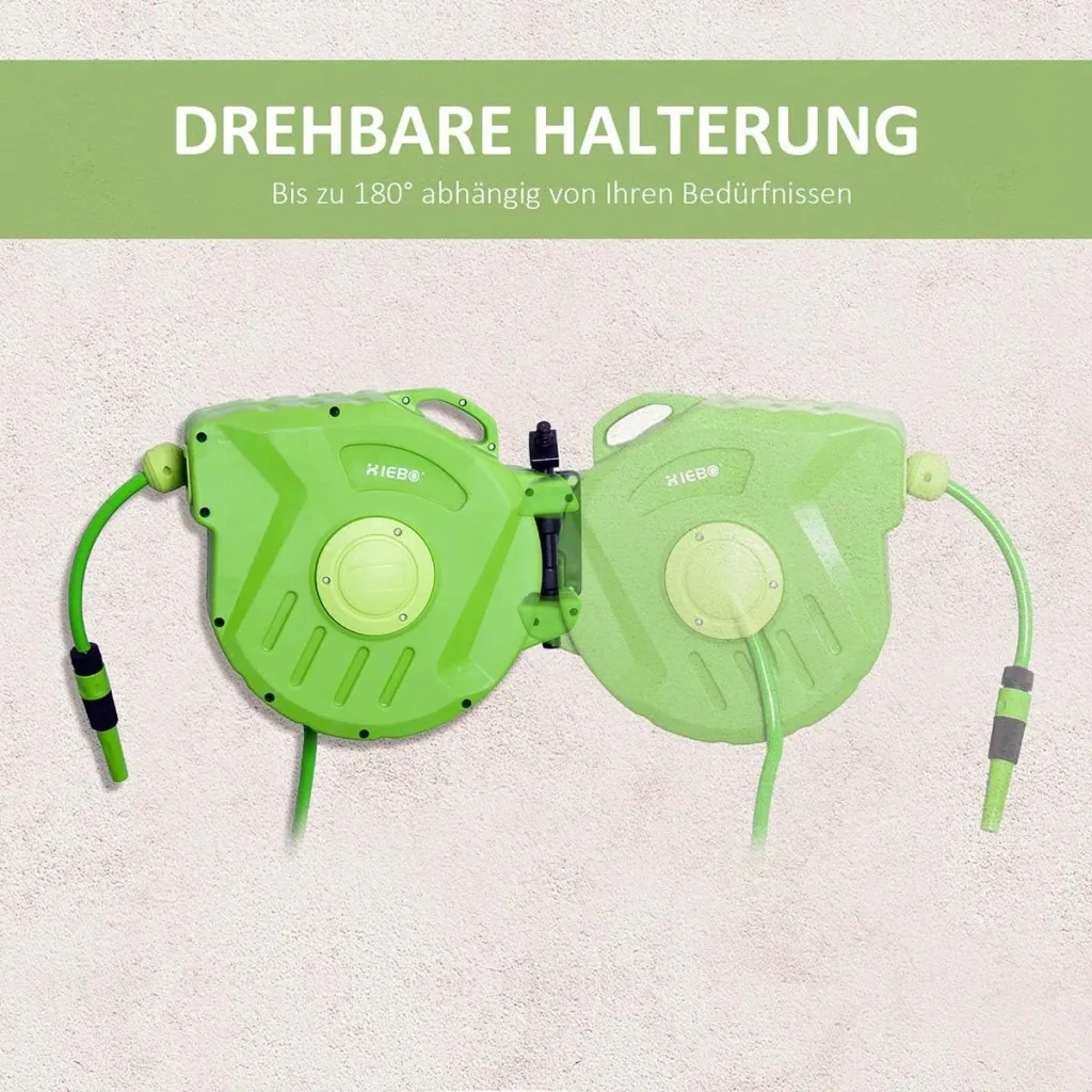 Schlauchtrommel 20+2m Schlauchaufroller Automatik schwenkbar Druckluft Garten 180° schenkbar Druckluftschlauch Grün