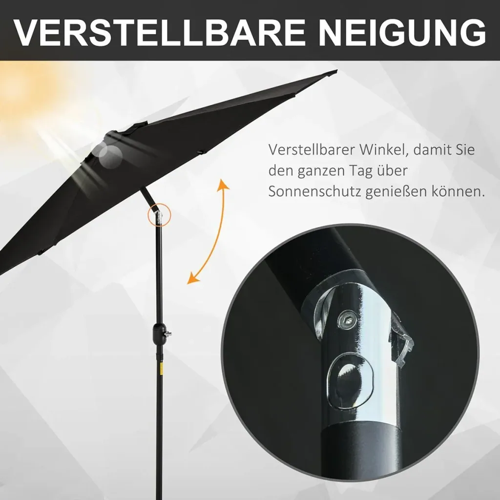 Sonnenschirm mit Handkurbel Schwarz