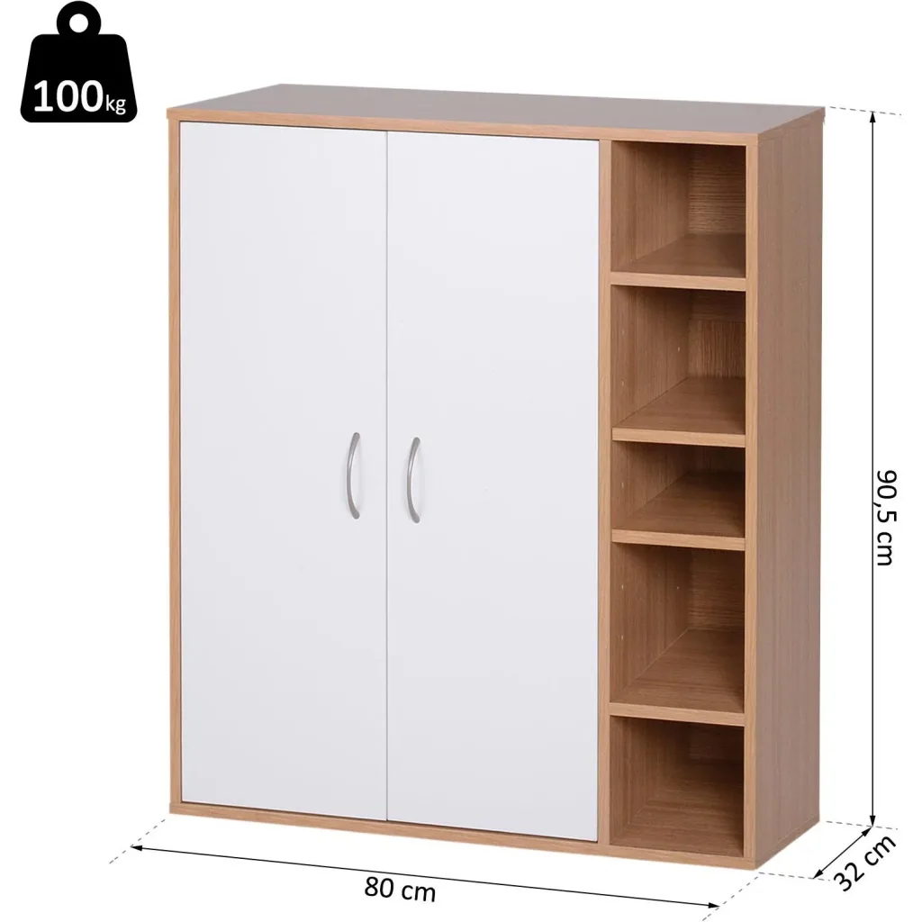 Mehrzweckschrank Standschrank Standregal Dekoschrank Bücherregal Schrank Holz Natur 80 x 32 x 90,5 cm