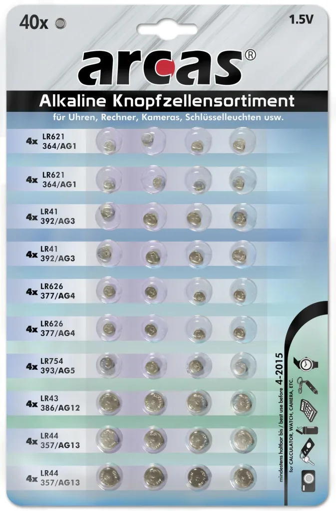 Alkaline Knopfzellensortiment - 40-teilig