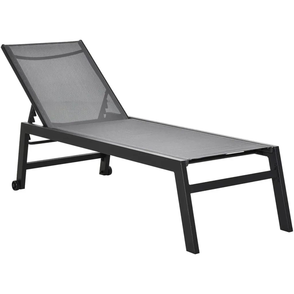 Sonnenliege, Gartenliege, Relaxliege, 5-stufige Rückenlehne, Gartenmöbel Alu, Grau, 169 x 65 x 102 cm Sonnenliege Garten