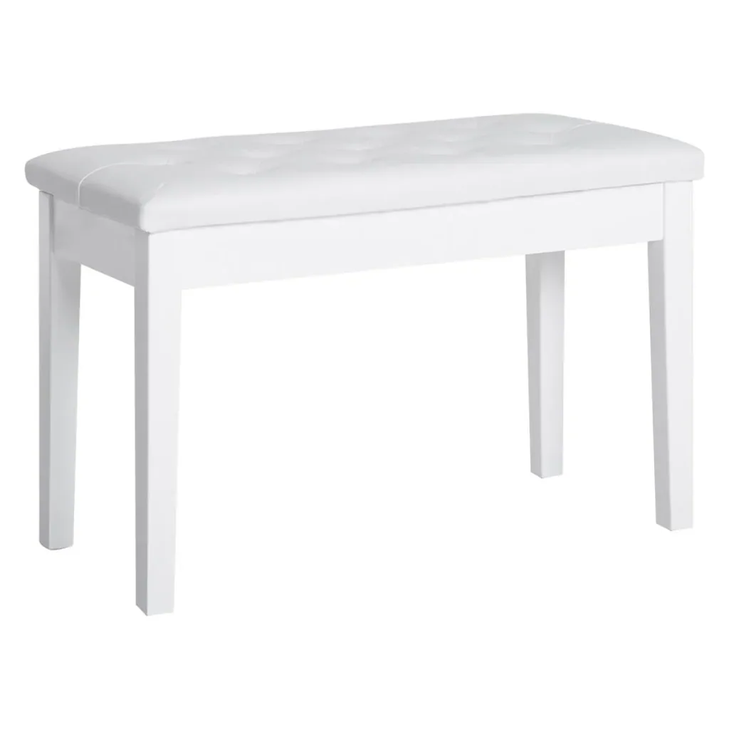 Klavierhocker Klavierbank traditionellen Landhausstil kosmetischer Hocker Stauraum Gummiholz Kunstleder Weiß 76 x 36 x 5