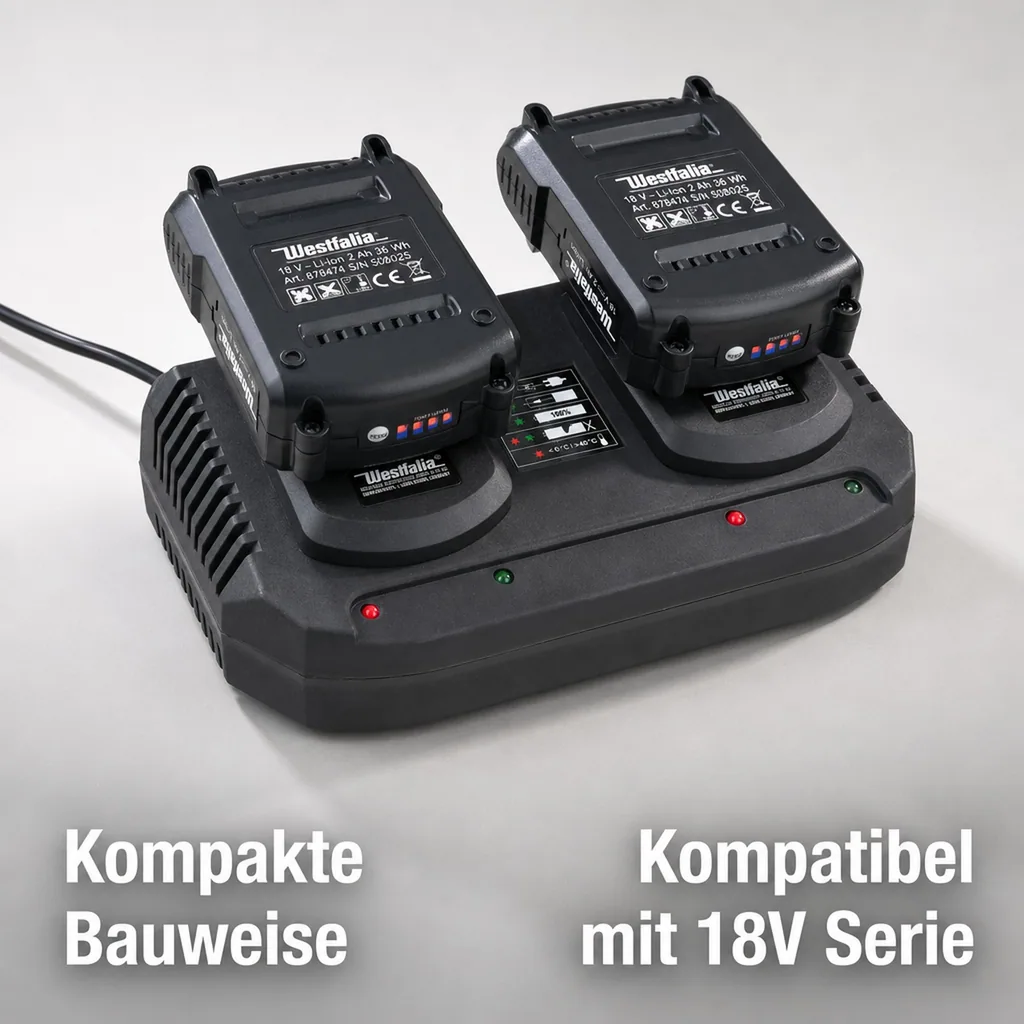 Akku-Set 2 x 18 Volt Akku 2 Ah + 1 x Doppel - Schnellladegerät