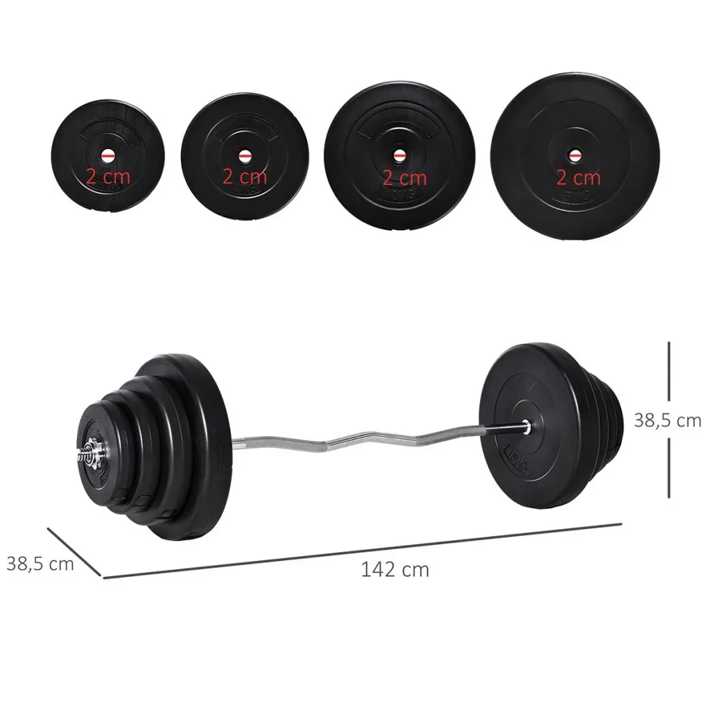 Langhantel Set Kurzhantel einstellbar mit W-förmigen Griffe für Krafttraining 70 kg Metall Schwarz