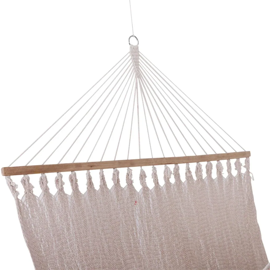 Stabhängematte Doppel Hängematte wetterfest UV-beständig 2,1 x 1,5 m bis 200 kg Polyester Cremeweiß