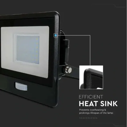 VT-138S LED-Flutlicht mit Sensor - 30 W - 2340 Lm - 3000K - Schwarz