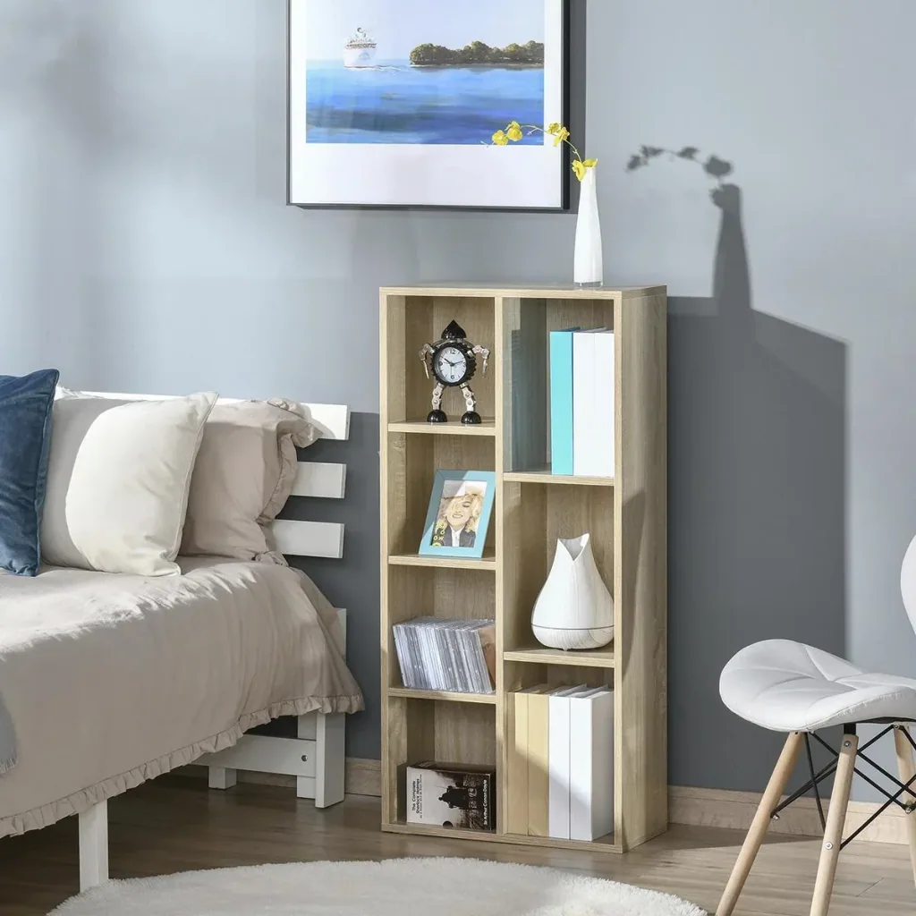 Bücherregal Wohnzimmerregal Bücherschrank Standschrank mit 7 Fächern Eiche Spanplatte 50 x 24 x 106 cm