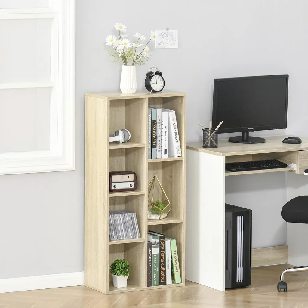Bücherregal Wohnzimmerregal Bücherschrank Standschrank mit 7 Fächern Eiche Spanplatte 50 x 24 x 106 cm
