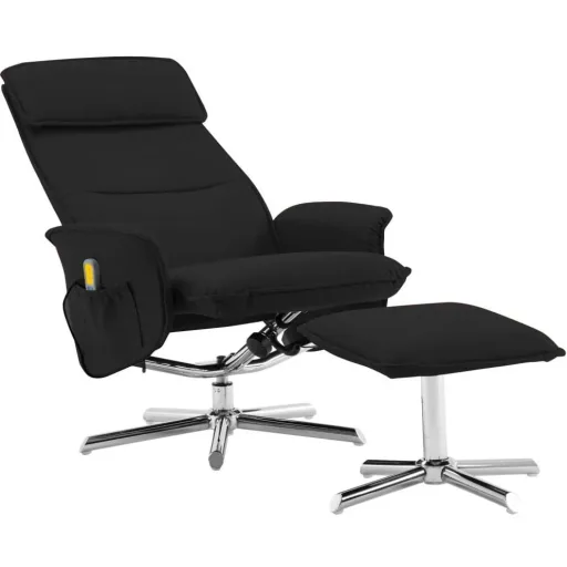 Massagesitz verstellbar mit Fußhocker Kunstleder schwarz
