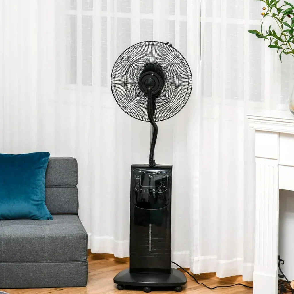 Nebel-Standventilator mit 3 Modi schwarz