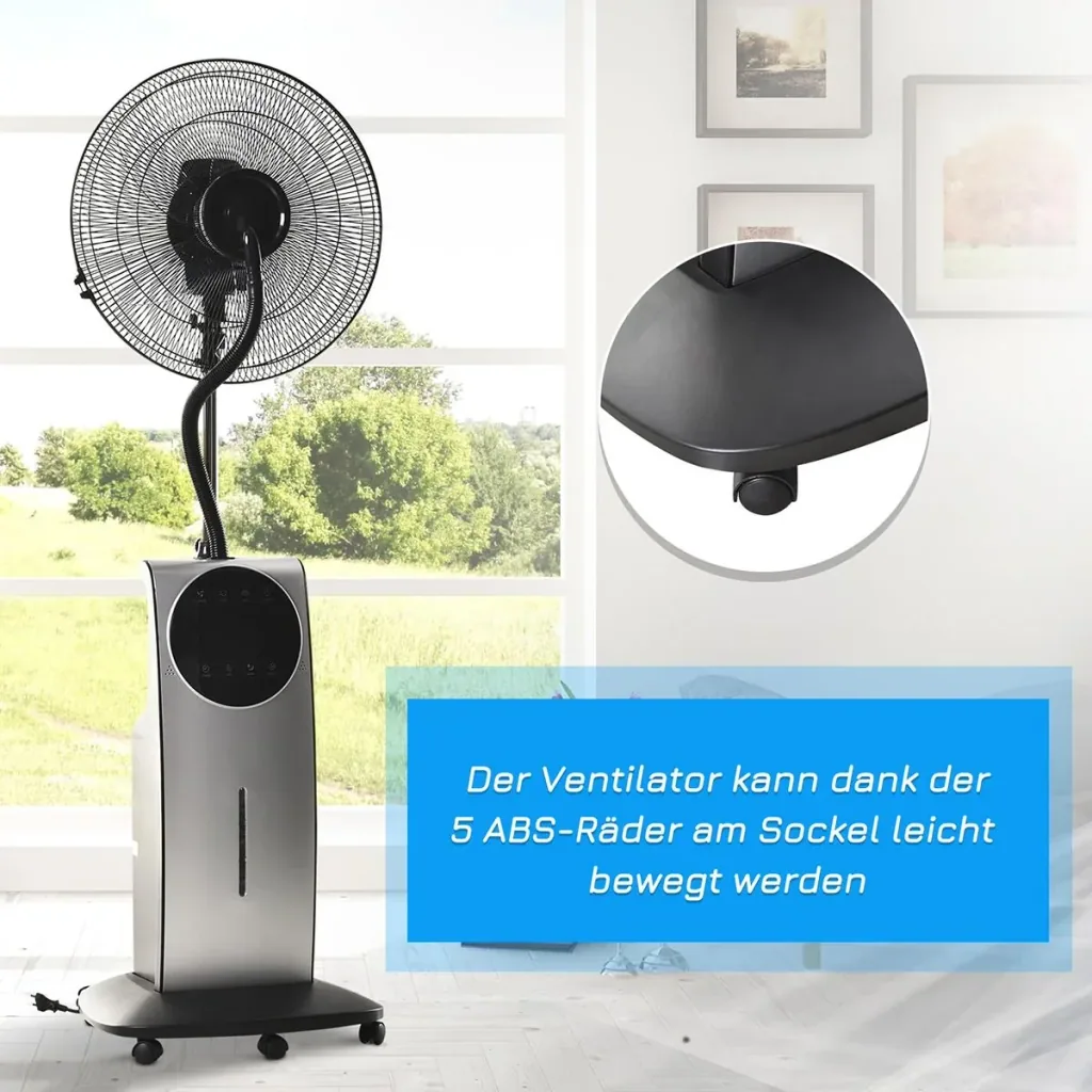Nebel-Standventilator mit 3 Modi schwarz