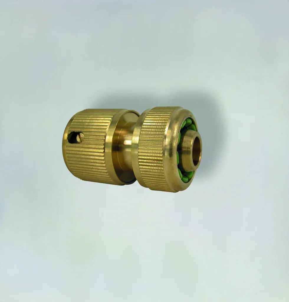 Schlauchanschlussstück aus Messing, Stecksystem für 3/4", mit Wasserstopp