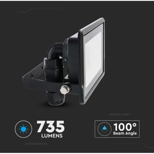 VT-118 LED-Flutlicht - 10 W - 735 Lm - 6500K - Schwarz