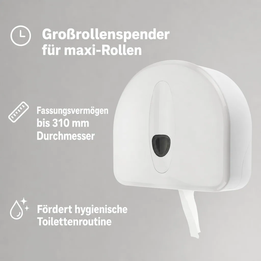 Toilettenpapierhalter, Klopapierhalter, Toilettenpapierspender - PQ20MaxiJ, Großrollenspender maxi, Kunststoff