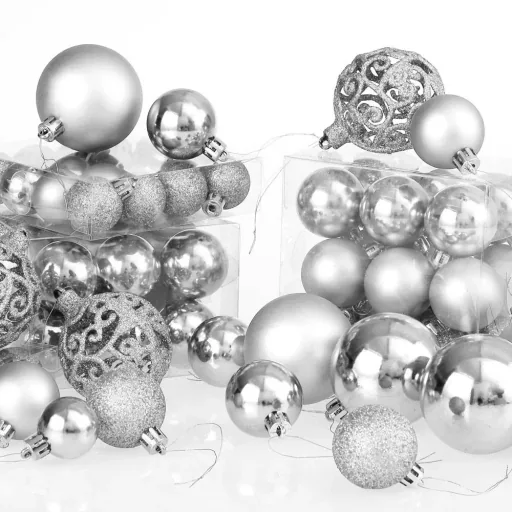 Weihnachtskugeln - Christbaumschmuck - Silber 100 Stück.
