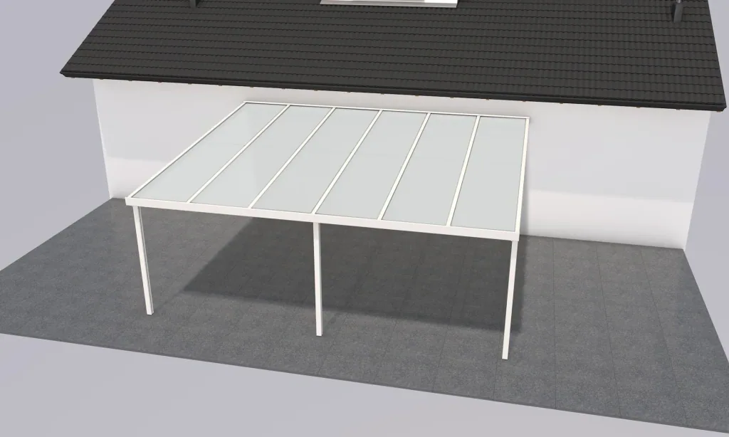 Terrassendach Premium, weiß, 6110 x 5060 mm - Klima blue