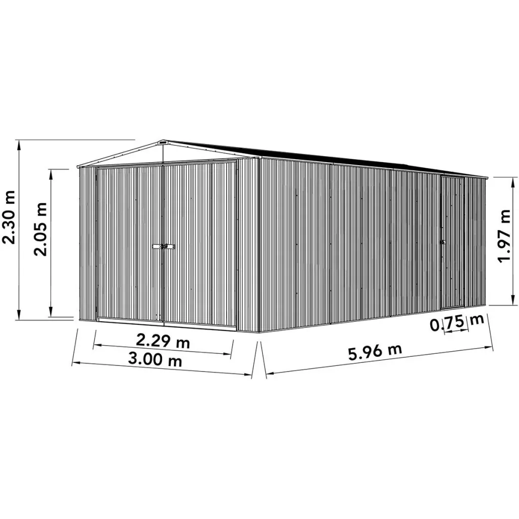 Absco Highlander MN3060HK Metallgarage - 596x300x230 cm
