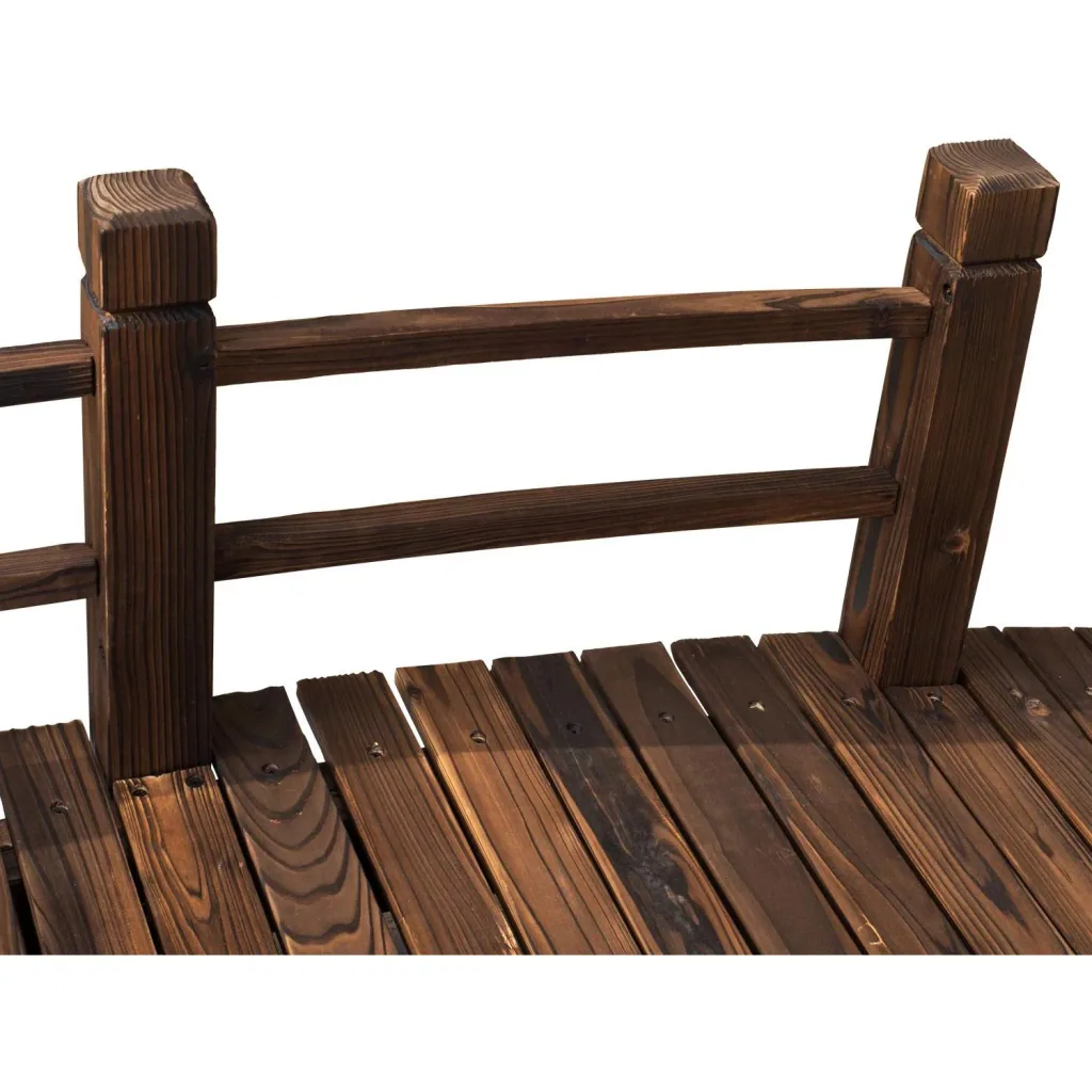 Gartenbrücke Holzbrücke Holzsteg Teichbrücke Zierbrücke mit Geländer bis 180 kg Tannenholz Dunkelbraun 152,5 x 67 x 48 c