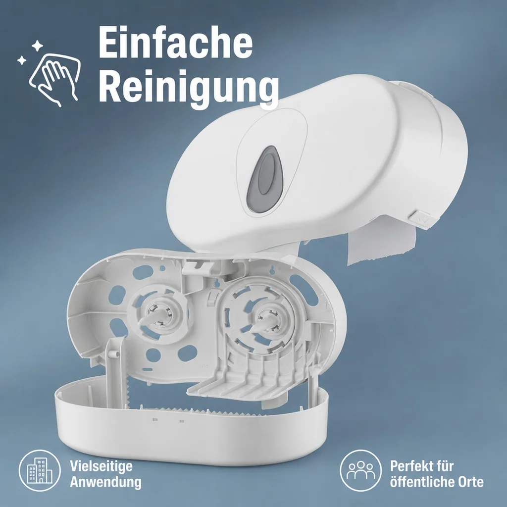 Toilettenpapierhalter, Klopapierhalter, Toilettenpapierspender - PQTMCDuo, für 2 Rollen, Kunststoff