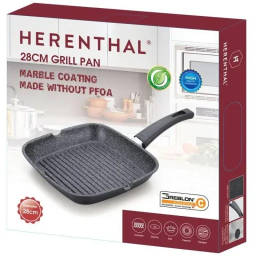 Herenthal 28cm Grillpfanne - Marmorbeschichtung - Schwarz