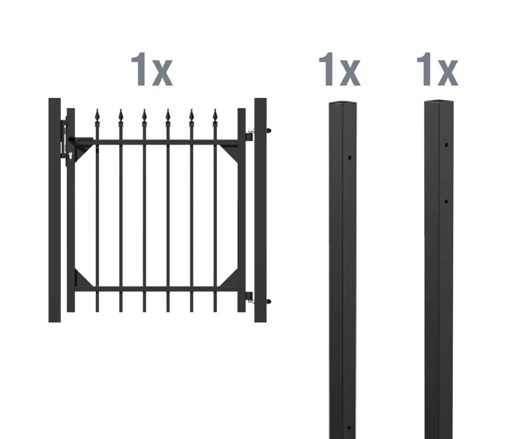 Einzeltorset Chaussee, zum Einbetonieren, matt-schwarz, Höhe 120 cm, Breite 1 m