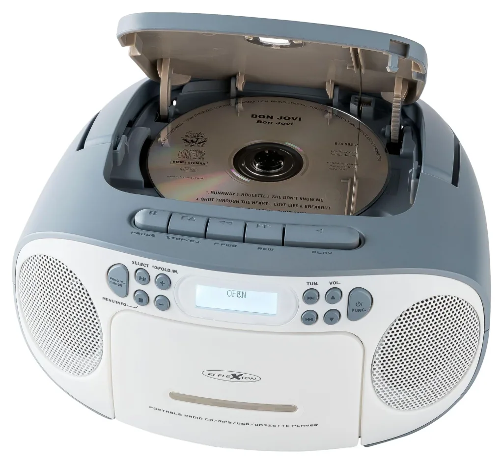 CD Radio Boombox mit DAB+/UKW-Radio, MP3/CD, Kassette und AUX-IN, blau