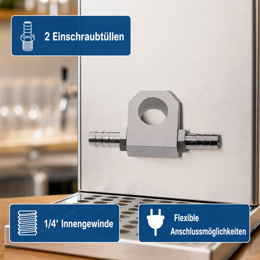 Hahnkühlplatte für Begleitkühlung - Messing vernickelt - NW 10mm gerade