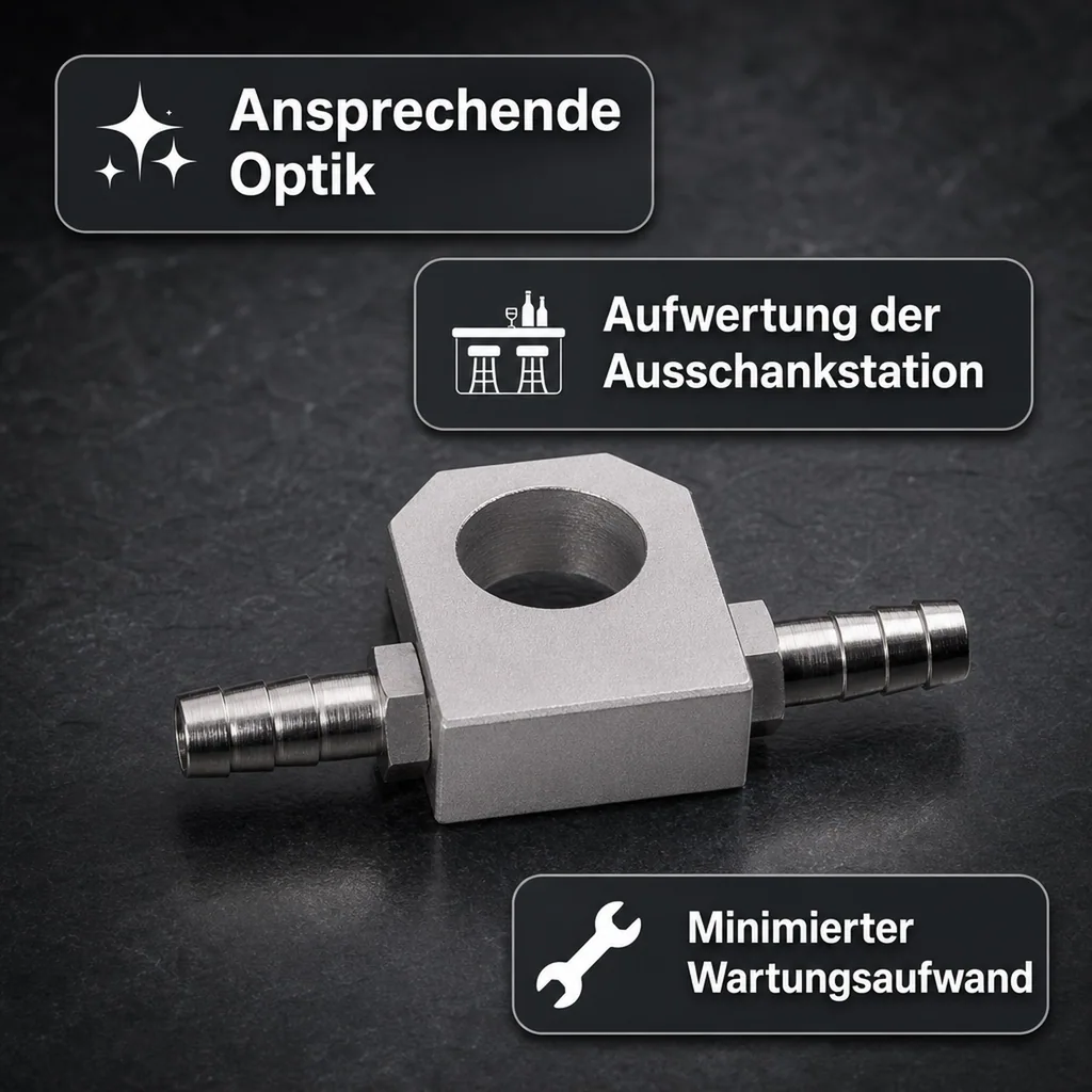 Hahnkühlplatte für Begleitkühlung - Messing vernickelt - NW 10mm gerade