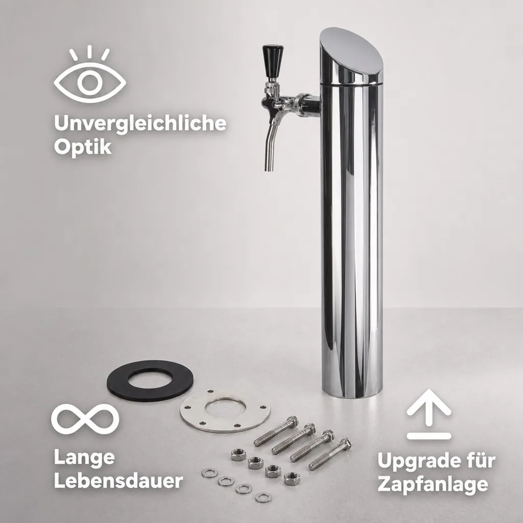 Schanksäule, Bierzapfsäule - Modell Tower, poliert, 1-leitig