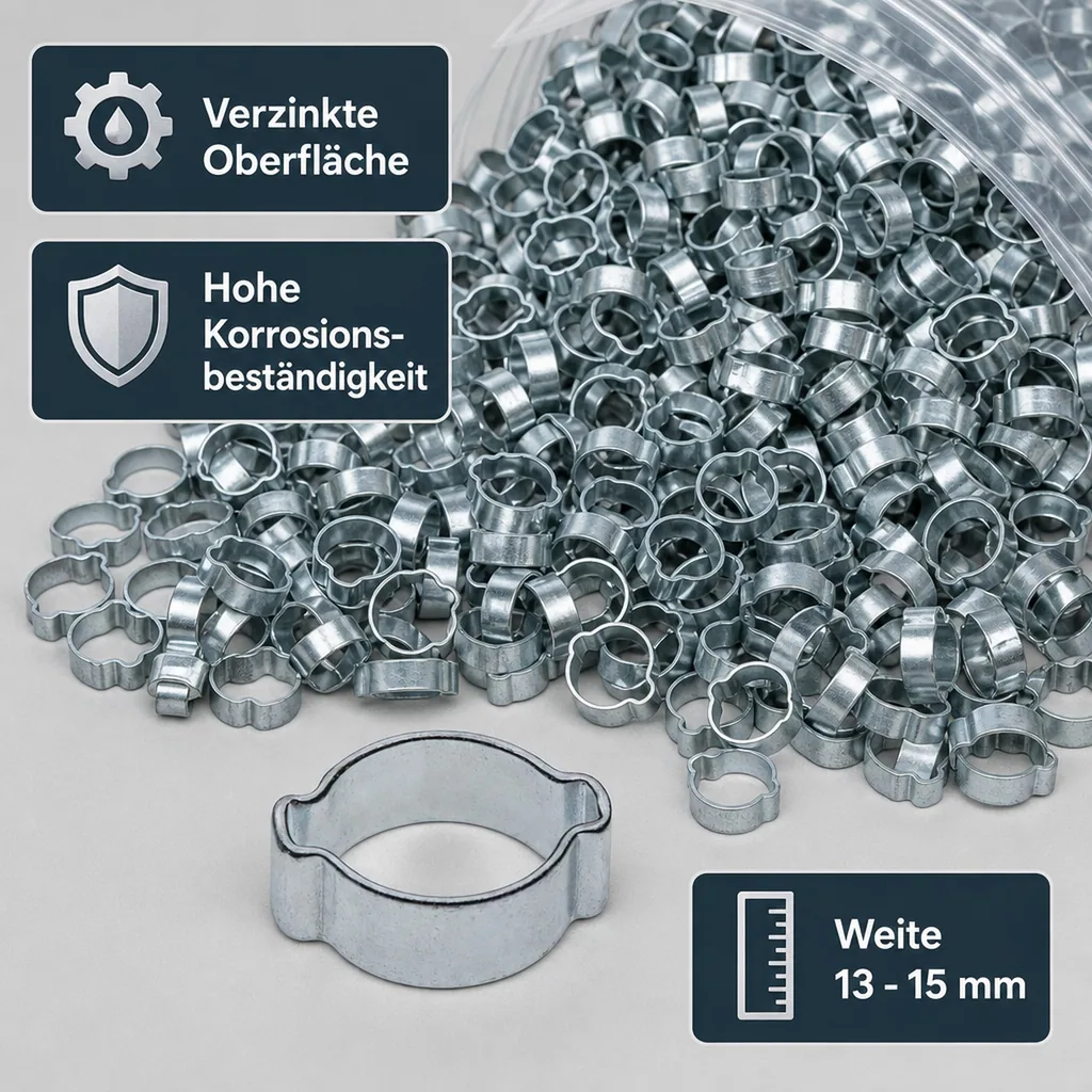 2 Ohr-Schlauchklemme 7mm, verzinkt, 100 Stück