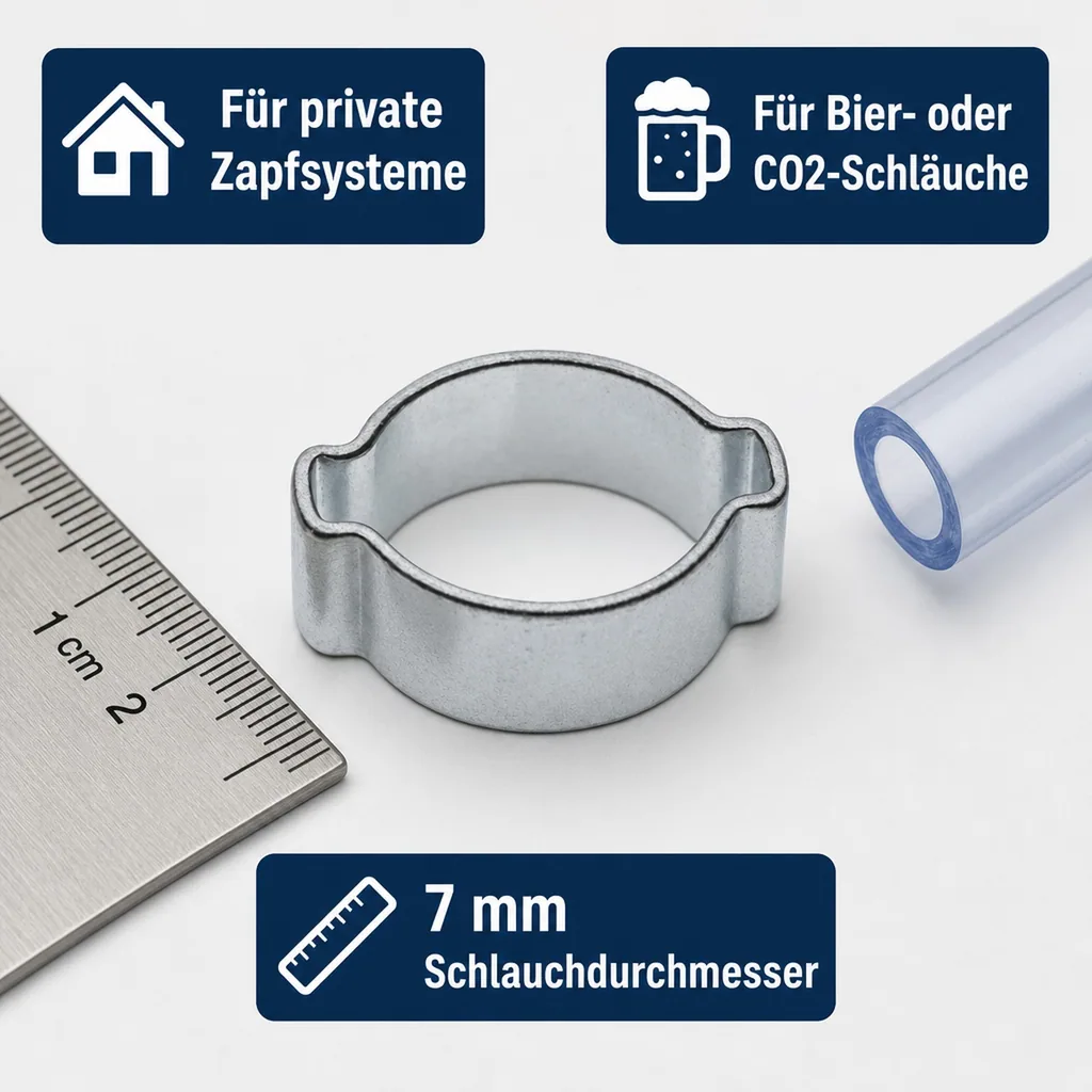 2 Ohr-Schlauchklemme 7mm, verzinkt, 100 Stück